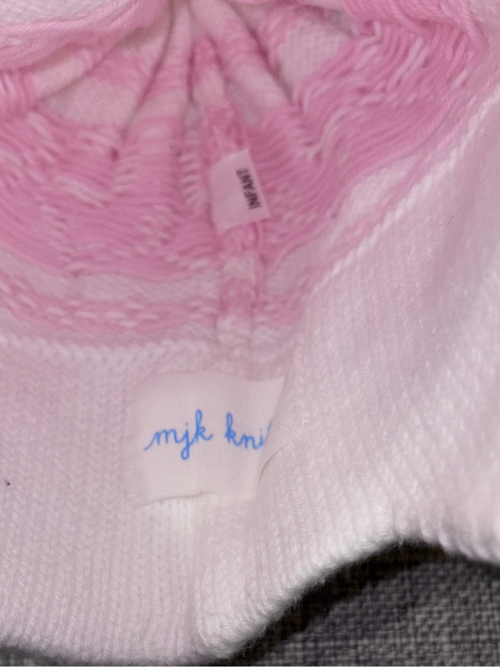 Kids Knit Earflap Hat with Pink Pom Pom and Bow Detail - Picture 3 of 3